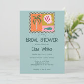 シーサイドソーリーモダンブライダルシャワーカウカスタムイQR 招待状 (スタンド正面)