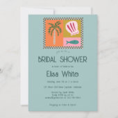 シーサイドソーリーモダンブライダルシャワーカウカスタムイQR 招待状 (正面)