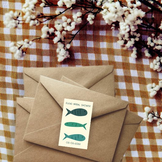 シーサイドソーレブライダルシャワーかわいい魚カスタムたち 長方形シール