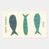 シーサイドソーレ誕生日かわいい魚カスタムたち 長方形シール (正面)