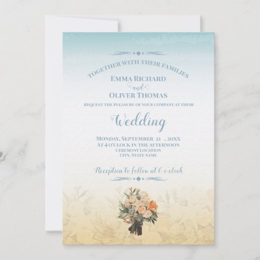 シーサイドテーマ結婚式招待状 招待状 (正面)