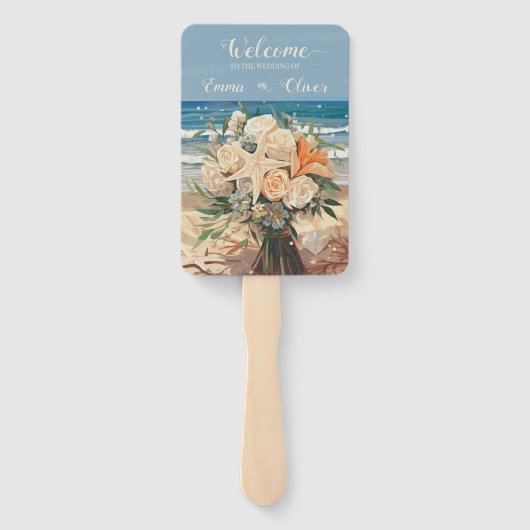 シーサイドテーマ結婚式 プログラムファンのセット ハンドファン (裏面)