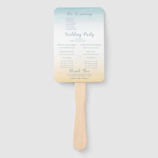 シーサイドテーマ結婚式 プログラムファンのセット ハンドファン (正面)