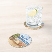 シーサイドデイアットザビーチパーソナライズされたラウンド紙  ペーパーコースター (インサイチュ)