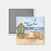 シーサイドデイアットザビーチパーソナライズされたラウンド マグネット (正面/裏面)