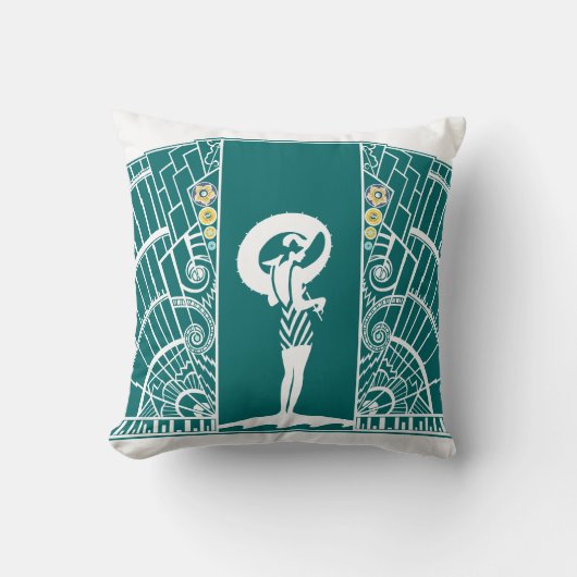 シーサイドデコターコイズと黄色 クッション (正面)