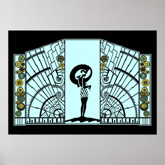 シーサイドデコ – アクア&イエロー – プリント/ポスター ポスター (正面)