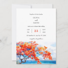 シーサイドトロピカルフラムツリーフラムスビーチ結婚式 招待状