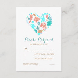 シーサイドハート航海のホワイトウェディングRSVPカード 出欠カード