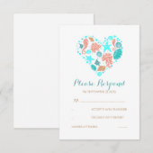 シーサイドハート航海のホワイトウェディングRSVPカード 出欠カード (正面/裏面)