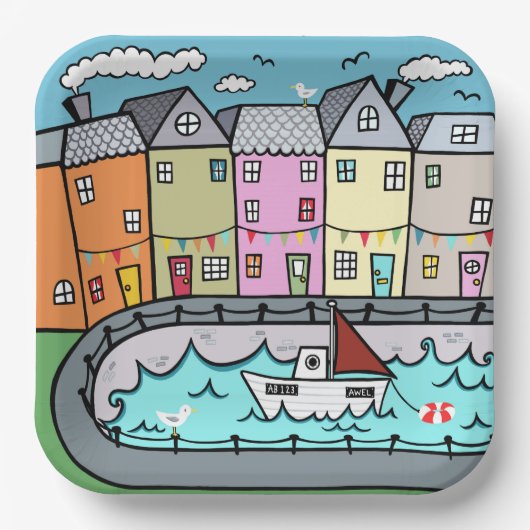 シーサイドハーバーテーマドパーティー紙プレート ペーパープレート (正面)