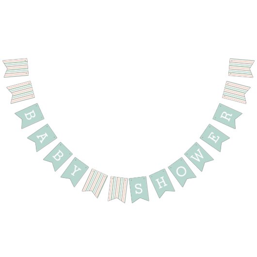 シーサイドパステルミントストライプホテル赤ちゃんシャワー バンティングフラッグ (全)