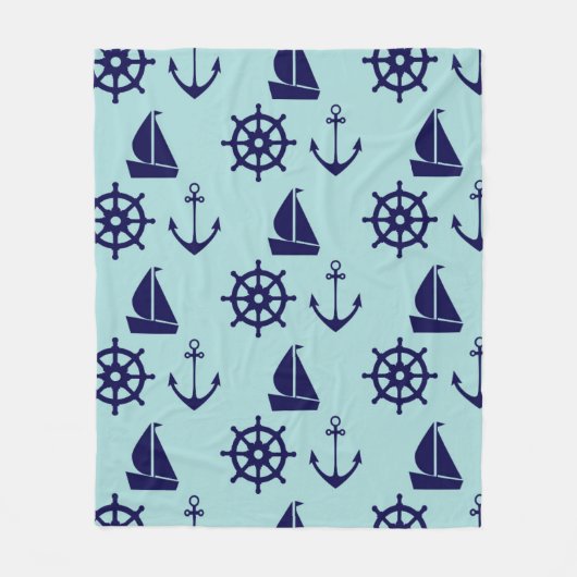 シーサイドパターン フリースブランケット (正面)