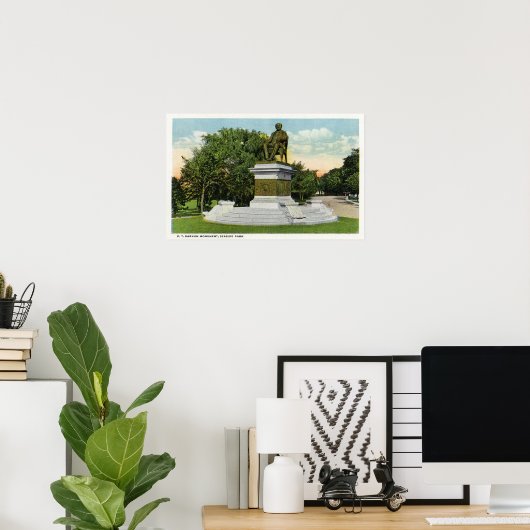 シーサイドパークビューのP T Barnum Monument ポスター (ホームオフィス)