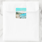 シーサイドヒルとビーチ風景 スクエアシール (バッグ)