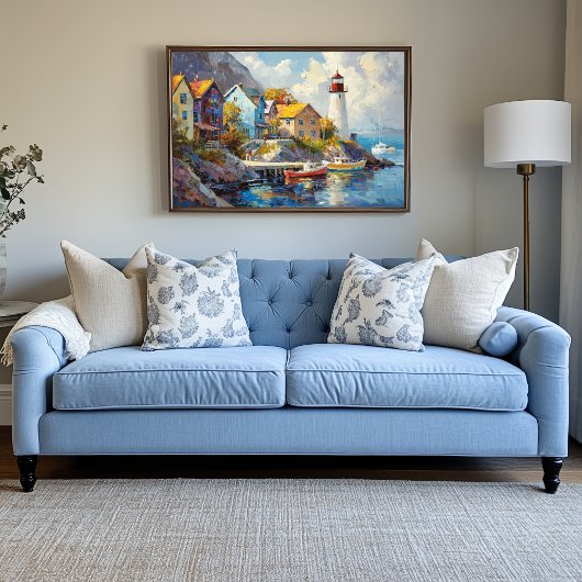 シーサイドビレッジカラフルウィズハウス&ライトハウス キャンバスプリント