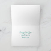 シーサイドビーチシーンティール（緑がかった色）チェアフラワーズ誕生日 カード (内部)