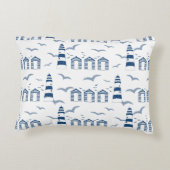 シーサイドビーチハッツ&ライトハウスブルー&ホワイト アクセントクッション (裏面)