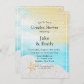 シーサイドビーチホワイトサンドカップルシャワー 招待状 (正面/裏面)