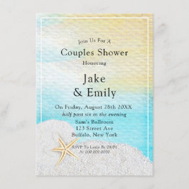 シーサイドビーチホワイトサンドカップルシャワー 招待状