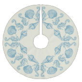 シーサイドビーチメリークリスマスウォームホワイト ブラッシュドポリエステルツリースカート (正面)