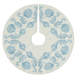 シーサイドビーチメリークリスマスウォームホワイト ブラッシュドポリエステルツリースカート