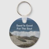 シーサイドビーチランドスケープ写真休暇海波 キーホルダー (正面)