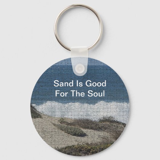 シーサイドビーチランドスケープ写真休暇海波 キーホルダー (正面)