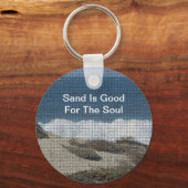 シーサイドビーチランドスケープ写真休暇海波 キーホルダー (正面)