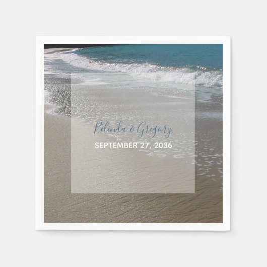 シーサイドビーチ&サ結婚ンド スタンダードカクテルナプキン (正面)