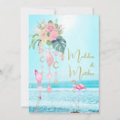 シーサイドフラミンゴスブルー結婚ジュエリー 招待状 (裏面)