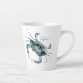 シーサイドブルーカニお名前 カフェラテマグ (右)