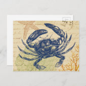 シーサイドブルーカニコラージュ ポストカード (正面/裏面)