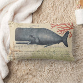 シーサイドブルーホエールコラージュ ランバークッション (ブランケット)