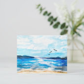 シーサイドホライズンウォーターカラーイラストレーション シーズンポストカード (スタンド正面)