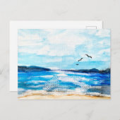 シーサイドホライズンウォーターカラーイラストレーション シーズンポストカード (正面/裏面)