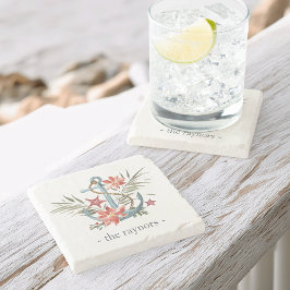 シーサイドホリデーパーソナライズされたファミリー名 ストーンコースター