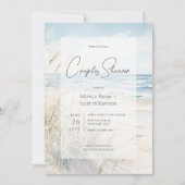 シーサイドモダンウォータカラービーチカップルのシャワー 招待状 (正面)
