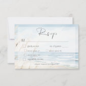 シーサイドモダンウォーター色ビーチ結婚式ディナー 出欠カード (正面)