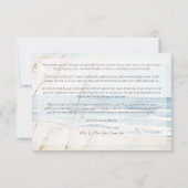 シーサイドモダンウォーター色ビーチ結婚式 サンキューカード (裏面)