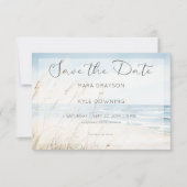 シーサイドモダンウォーター色ビーチ結婚式 セーブザデート (正面)