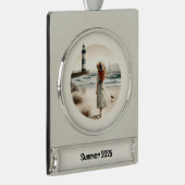 シーサイドライトハウス散歩 シルバープレートバナーオーナメント (右)