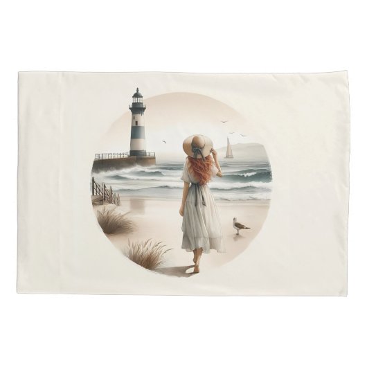 シーサイドライトハウス散歩 枕カバー (裏面)