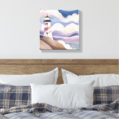 シーサイドライトハウス | 水彩海絵を描ズ キャンバスプリント (インサイチュ (寝室))