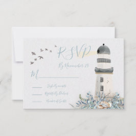 シーサイドライトハ結婚ウスの応答カードRSVP 出欠カード
