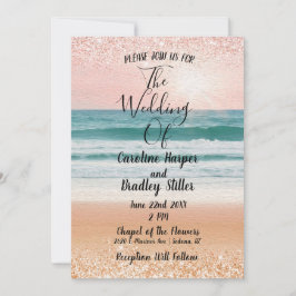 シーサイドロマンス：エレガントビーチ結婚式招待状 招待状
