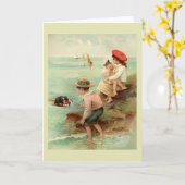 シーサイドヴィンテージイラストレーション カード (黄色い花)