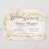 シーサイドヴィンテージビーチピンク赤面ブライダルシャワー 招待状 (正面/裏面)