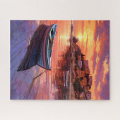 シーサイド地中海の魚釣りヴィレッジ ジグソーパズル (横)