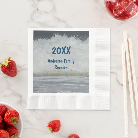 シーサイド懇親会海ビーチバケーションファミリートリップ 縁ありランチョンナプキン (インサイチュ)